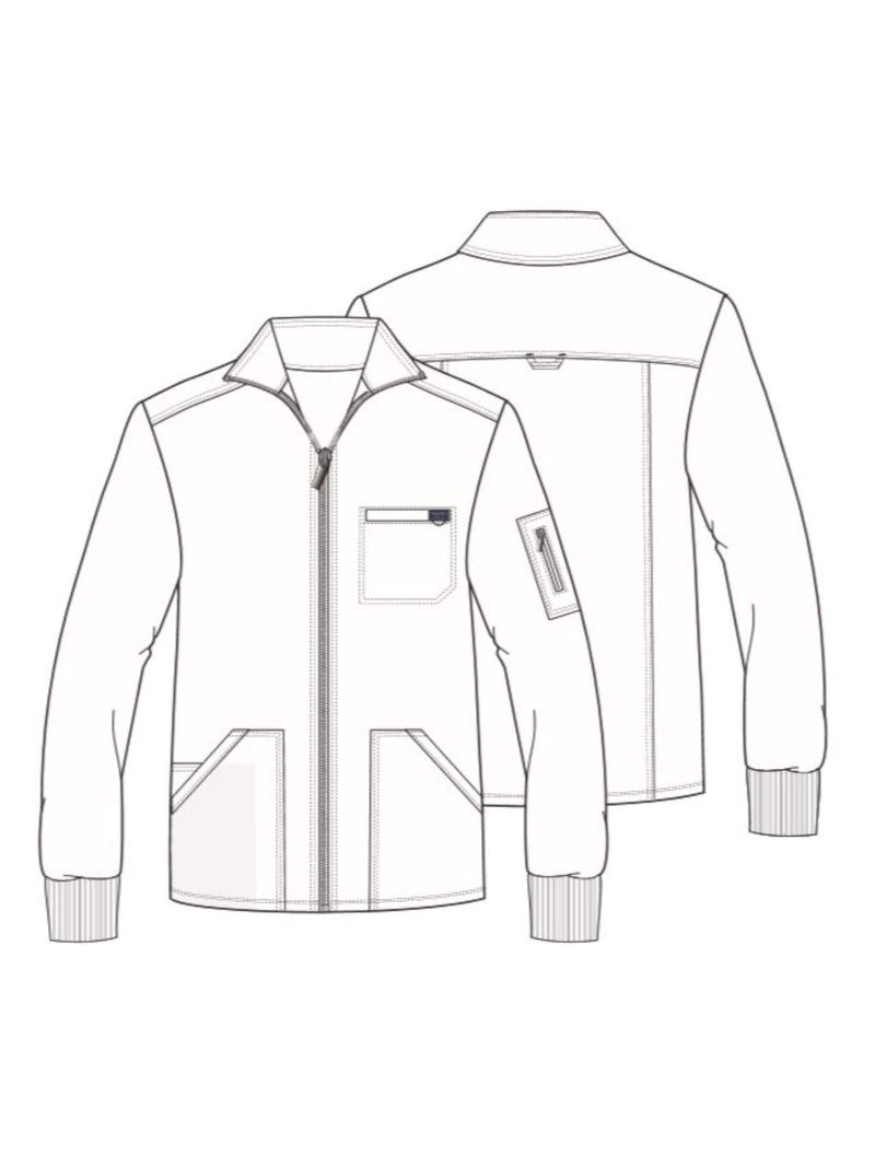 Cherokee Scrub Jacket Men's Zip Front Jacket with 5 Pockets, Bungee Loop, Rib-Knit Cuffs, Soft 2-Way Stretch Fabric - WW320, L, Royal - Image 4